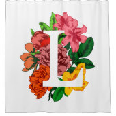 Hoofdletter L bloemenmonogram Douchegordijn (Voorkant)