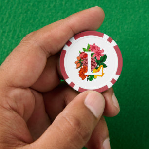 Hoofdletter L bloemenmonogram Poker Chips
