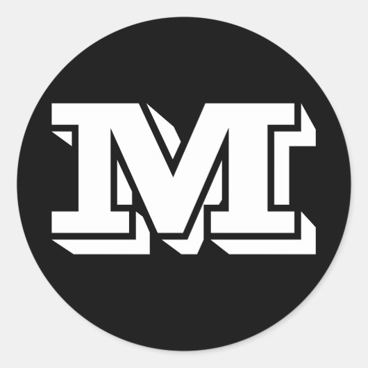 Hoofdletter M Grote ronde Stickers van Janz (Voorkant)