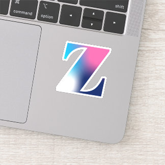 Hoofdletter Z Monogram Gradiënt Roze Blauw Wit Sticker
