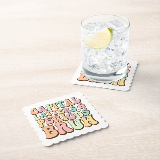 Hoofdletters en periodes bruh ELA leraar grappig Kartonnen Onderzetters (Insitu)