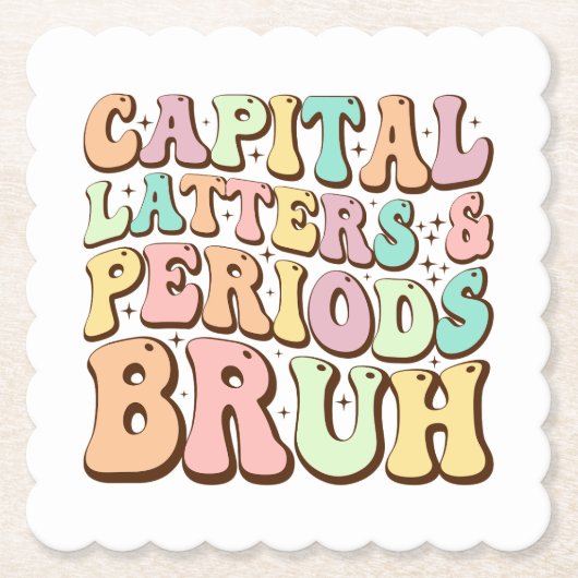 Hoofdletters en periodes bruh ELA leraar grappig Kartonnen Onderzetters (Voorkant)