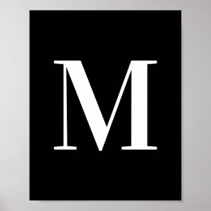 Hoofdletters M Monogram wit en zwart Poster