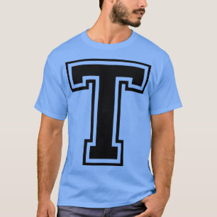 Hoofdletters Naam Initiaal Monogram T Zwarte Tekst T-shirt