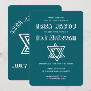 HOOFDLETTERS STER VAN DAVID Custom Bar Mitswa Kaart