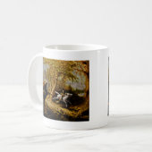 Hoofdloze paardenraan die de kraan van de ijskast  koffiemok (Voorkant links)