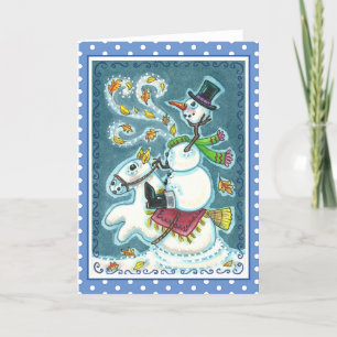 HOOFDLOZE RUITER SNEEUWMAN, XMAS HALLOWEEN HUMOR, FEESTDAGEN KAART