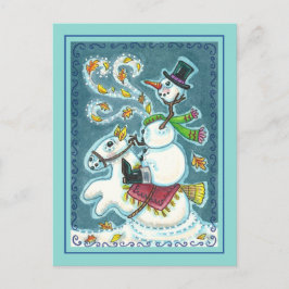 HOOFDLOZE RUITER SNEEUWMAN, XMAS HALLOWEEN HUMOR, FEESTDAGENKAART