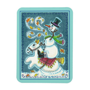 HOOFDLOZE RUITER SNEEUWMAN, XMAS HALLOWEEN HUMOR, MAGNEET