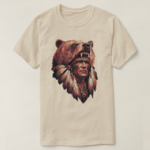 Hoofdman met een berenhuid t-shirt