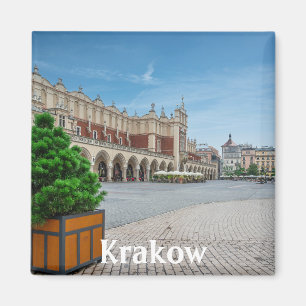 Hoofdplein in de oude binnenstad van Krakau, Polen Magneet