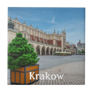 Hoofdplein in de oude binnenstad van Krakau, Polen Tegeltje
