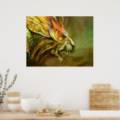 Hoofdprofiel van de Mystical Fantasy Lion Poster (Keuken)