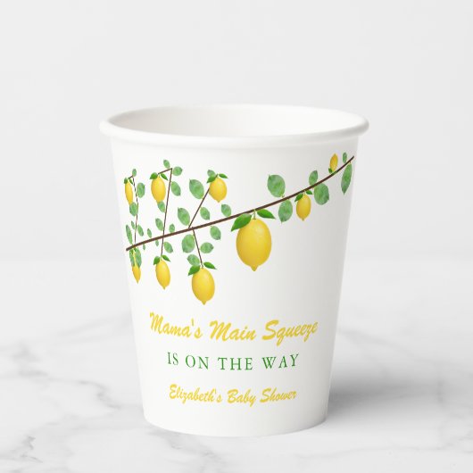 Hoofdrukregel Lemon Genderneutraal Baby shower Papieren Bekers (Voorkant)
