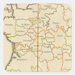 Hoofdsteden van Frankrijk Vierkante Sticker