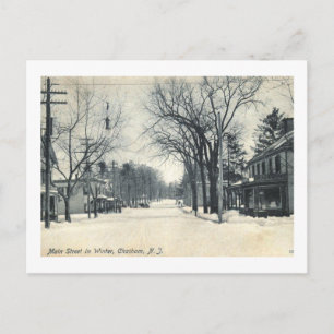 Hoofdstraat in Winter, Chatham, NJ 1907 Vintage Briefkaart