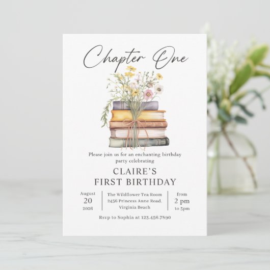 Hoofdstuk 1 Storybook 1e verjaardag uitnodiging (Staand voorkant)