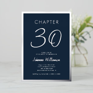 Hoofdstuk 30 Blauw 30e Verjaardagsfeestje Zilver Folie Uitnodiging