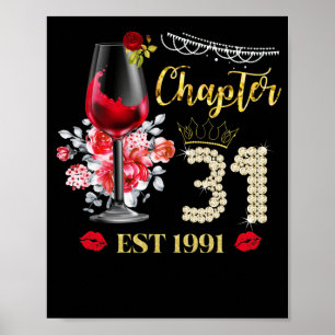 Hoofdstuk 31 JAAR EST 1991 31st Birthday Red Rose Poster