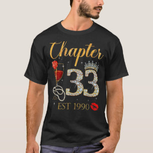 Hoofdstuk 33 JAAR EST 1990 33rd Birthday Red Rose T-shirt