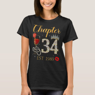 Hoofdstuk 34 JAAR EST 1989 34th Birthday Red Rose T-shirt