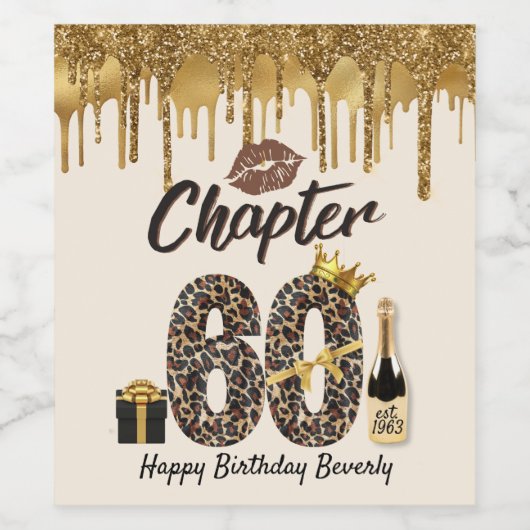 Hoofdstuk 60 Luipaard Afdrukken 70e verjaardag Kon Wijn Etiket (Enkel label)