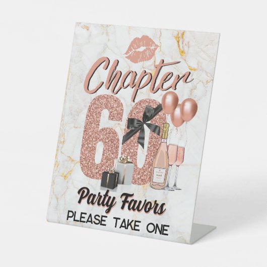 Hoofdstuk 60 Roos Gold 60e verjaardag Elegant Reclamebord Met Voetstuk (Voorkant)