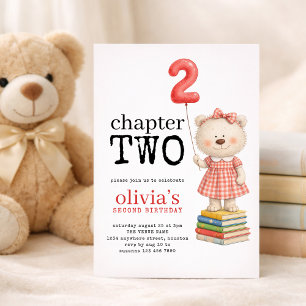 Hoofdstuk Twee Teddybeer Boeken Meisje 2e Verjaard Kaart