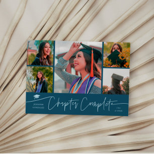 Hoofdstuk Voltooid Teal Grad Multi Foto Aankondiging