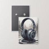Hoofdtelefoon artwork muziekliefhebber button (Voorkant / Achterkant)