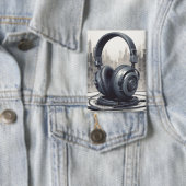 Hoofdtelefoon artwork muziekliefhebber button (Insitu)