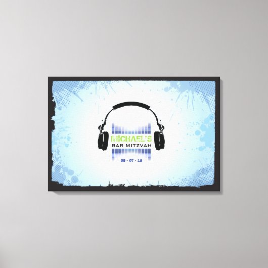 HOOFDTELEFOON Bat Bar Mitzvah Inlogbord Canvas Afdruk (Voorkant)