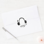 Hoofdtelefoon Doodle Zwart op Wit Ronde Sticker (Envelop)