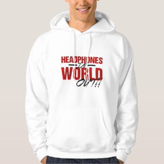Hoofdtelefoon in World Out Hoodie (wit/rood)
