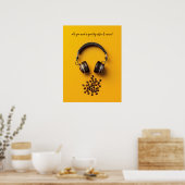 Hoofdtelefoon & koffiebonen poster (Keuken)