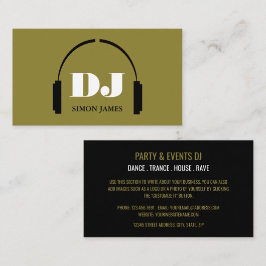 Hoofdtelefoon Logo, Professioneel DJ Visitekaartje (Voorkant / Achterkant)