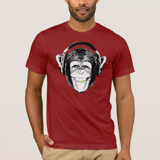 Hoofdtelefoon met aap T-shirt (Voorkant)