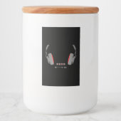 Hoofdtelefoon met mediumvolumeregelingknoppen voedselcontainer etiket (Voorkant)