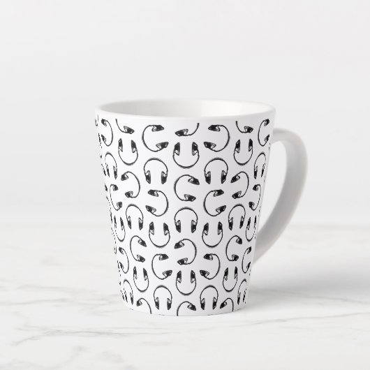 Hoofdtelefoon Muziek Afdrukken KUSTACHTERGRONDKLEU Latte Mok (Rechterhoek)