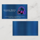 Hoofdtelefoon Muzieknotitie | Blauw metaal Visitekaartje (Voorkant / Achterkant)