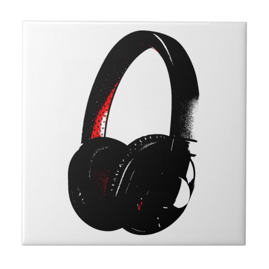 Hoofdtelefoon Pop Art Head Phone Tegeltje (Voorkant)