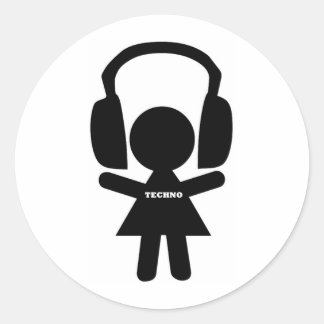 Hoofdtelefoon Techno-muziek Ronde Sticker