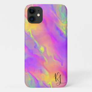 Hoofdtelefoonhoes met neonstroom en persoonlijke a iPhone 11 hoesje