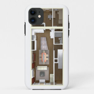 Hoofdtelefoonhoesje met architectonisch plattegron iPhone 11 hoesje