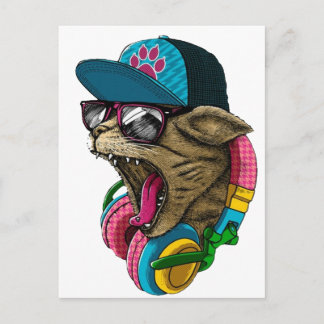 Hoofdtelefoonkat Briefkaart