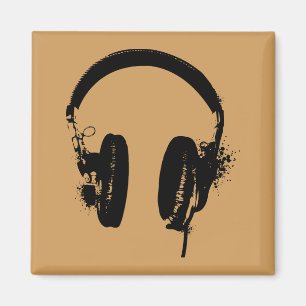 Hoofdtelefoons Rainboeg Stencil Grafische Kunstmag Magneet