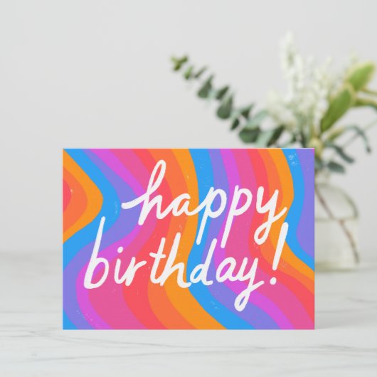 HOOG BIRTHDAY Kleurrijke kool & vun Stripes CUSTOM Kaart (Staand voorkant)