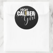 Hoog Kaliber Meisje Lady Pistool Lover Ronde Sticker (Tas)