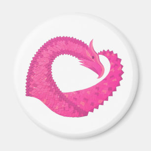 Hoog roze hartdraak wit magneet