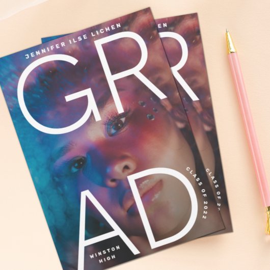 HOOG SCHOOL-AFSTUDEERDER | Witte Vet Foto tekst Aankondiging